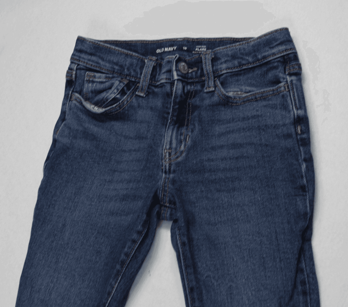 OLD NAVY Girls High Rise Flare Jeans 10 Dark Wash Stretch Denim NEW Retro Used - Thumbnail 3