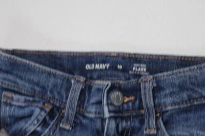 OLD NAVY Girls High Rise Flare Jeans 10 Dark Wash Stretch Denim NEW Retro Used - Thumbnail 4