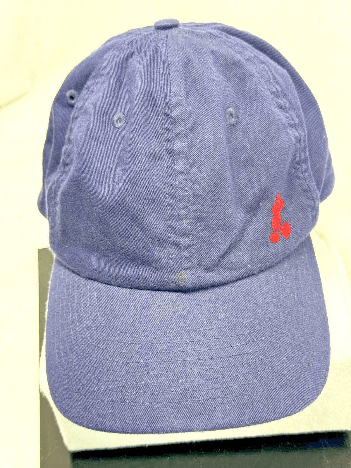 Disney World Adjustable Adult Navy Blue Hat W Red Embroidered Mickey Silhouette - Image 1