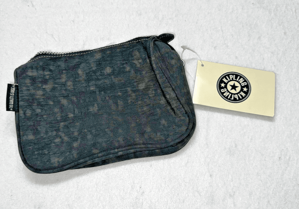 NWT Tumi Kipling Jane Small Tri-Zip Cosmetic Bag Beetle Color Gray - Thumbnail 3