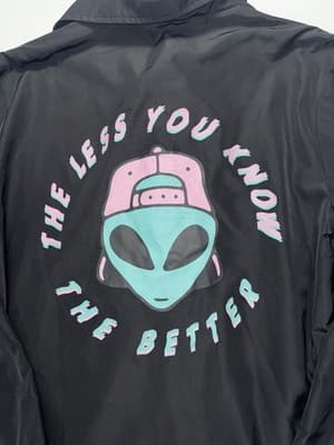 Eighty Eight Brand Windbreaker Snap Jacket Adult Men’s MEDIUM Black Trippy Alien - Thumbnail 4