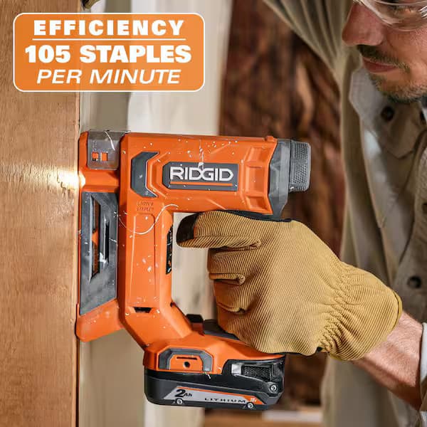 RIDGID Narrow Crown Stapler 3/8 18V Brushless Cordless TOOL ONLY R09897B - Thumbnail 6