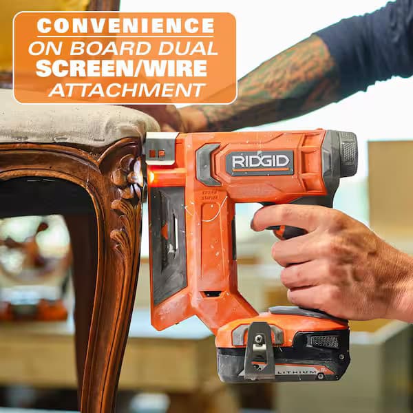 RIDGID Narrow Crown Stapler 3/8 18V Brushless Cordless TOOL ONLY R09897B - Thumbnail 7
