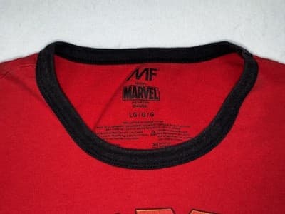 Deadpool Shirt Mens Large Red Crew Neck Short Sleeve Graphic Stretch Pullover - Thumbnail 3