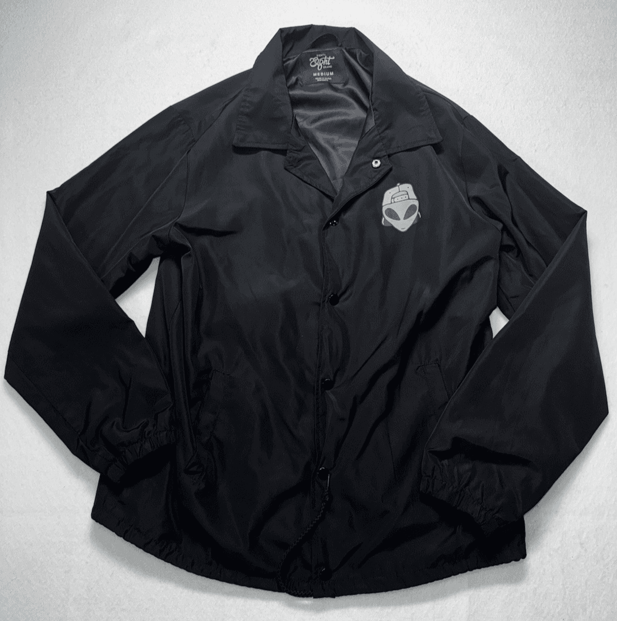 Eighty Eight Brand Windbreaker Snap Jacket Adult Men’s MEDIUM Black Trippy Alien - Image 1