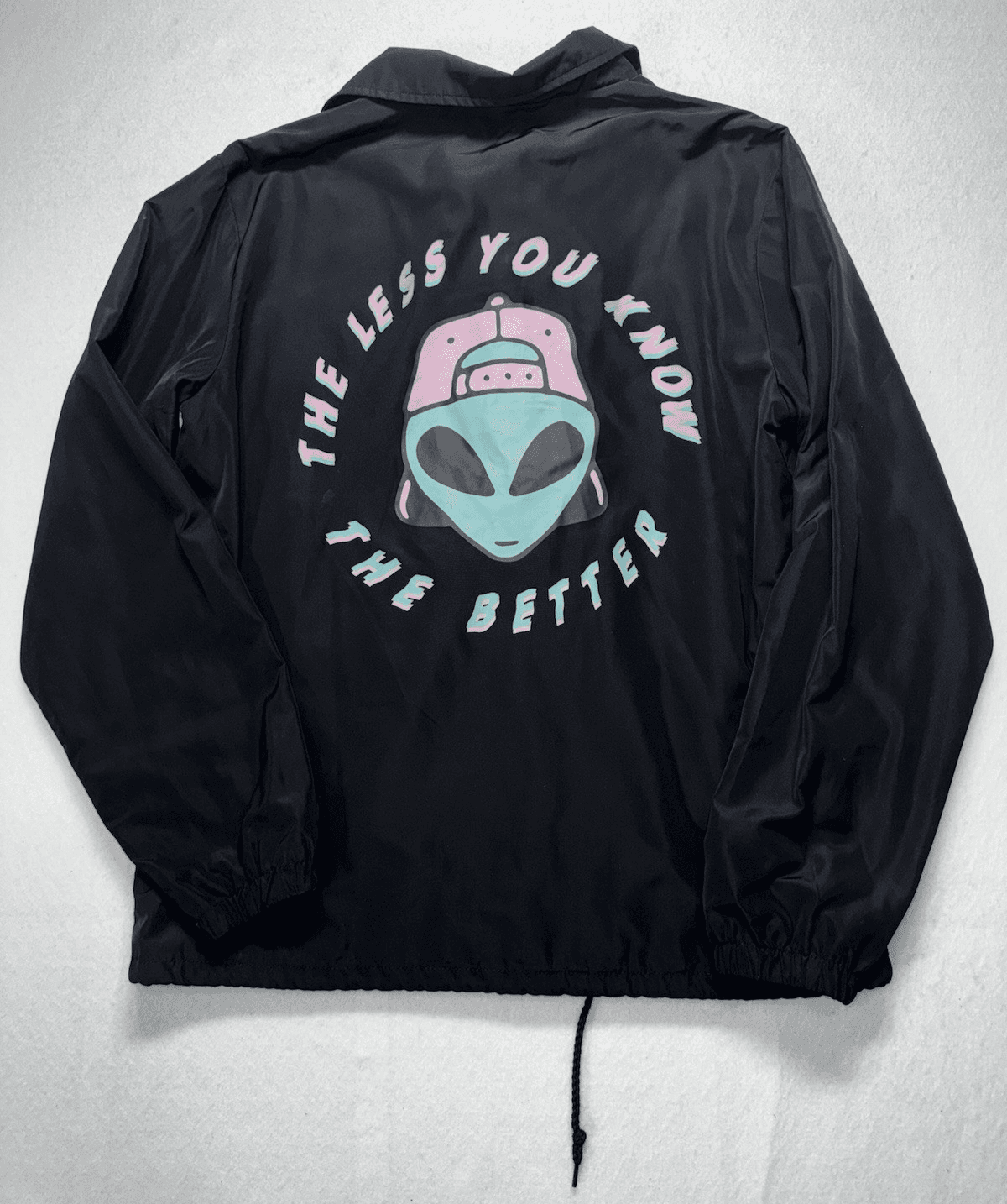 Eighty Eight Brand Windbreaker Snap Jacket Adult Men’s MEDIUM Black Trippy Alien - Thumbnail 3