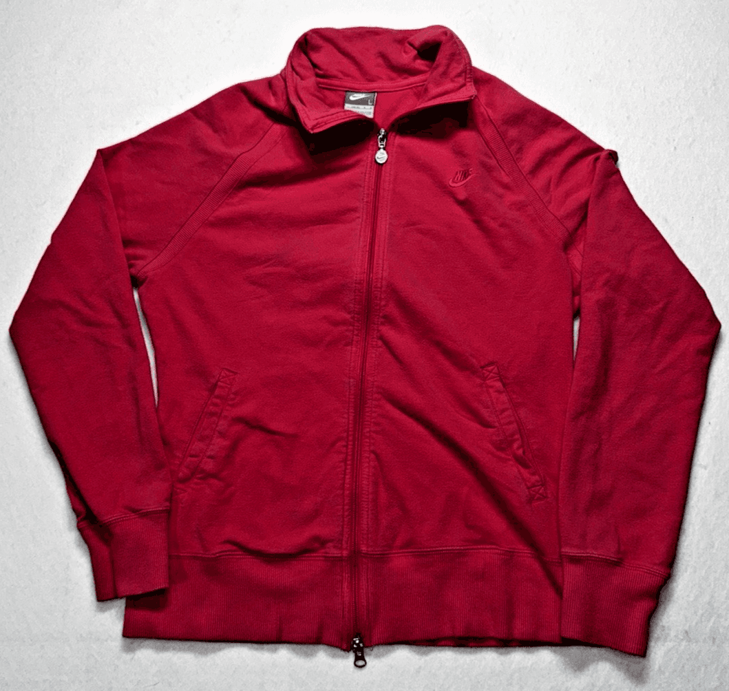 Nike Women’s Fuscia Hot Pink Full Zip Cotton Jacket Pockets Size L - Thumbnail 2