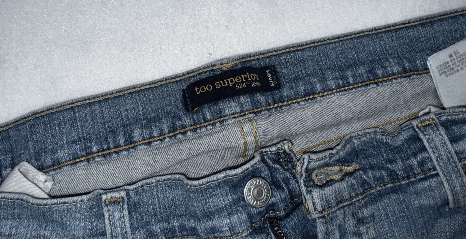 Vintage Women's Levi Jeans Too Super Low 524 Size 15M Blue - Thumbnail 4