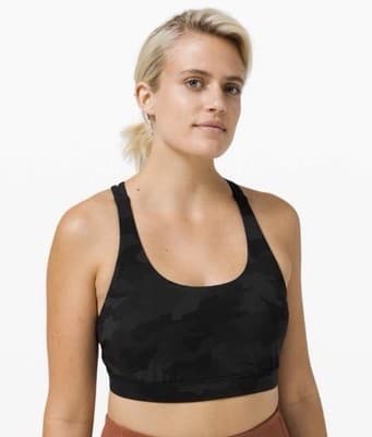 Lululemon Energy Bra Medium Support B-D Cup Heritage 365 Camo Deep Coal Size 8