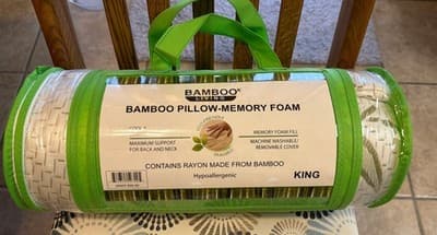 Bamboo Pillow-Memory foam Hypoallergenic Machine Washable King