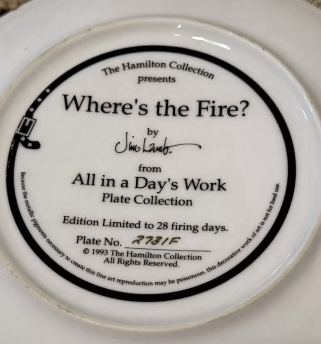 Hamilton Collection "Dalmatian Celebration" “Where’s The Fire?” Plate 2731 F - Thumbnail 2