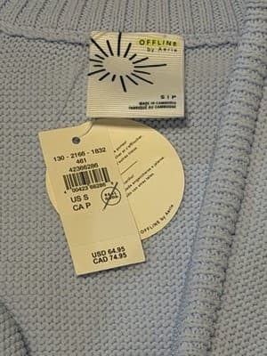 OFFLINE By Aerie Cool Down Quarter Zip Sweater Size: Small Color: Light Blue - Thumbnail 3