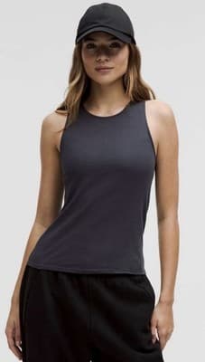 NWT Lululemon Sheer Cotton Ribbed Tank Top Color: Black Night Size: XS (W1FCOS)