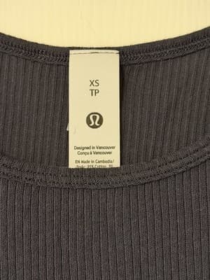 NWT Lululemon Sheer Cotton Ribbed Tank Top Color: Black Night Size: XS (W1FCOS) - Thumbnail 4