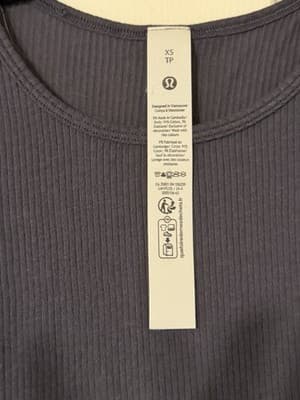 NWT Lululemon Sheer Cotton Ribbed Tank Top Color: Black Night Size: XS (W1FCOS) - Thumbnail 5