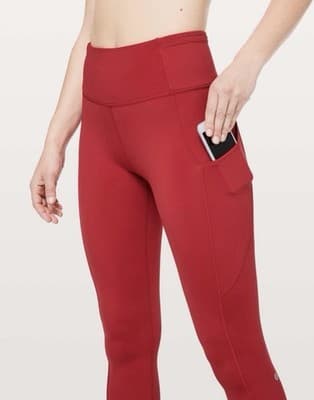 Lululemon Fast & Free 7/8 Tight II *Non-Reflective Nulux 25"Dark Red - Thumbnail 2