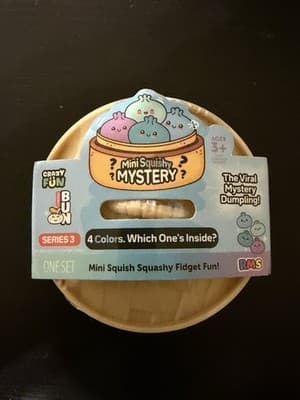Mini Crazy Fun Squishy Mystery Series 3 Silver Holographic Glitter Dumpling New