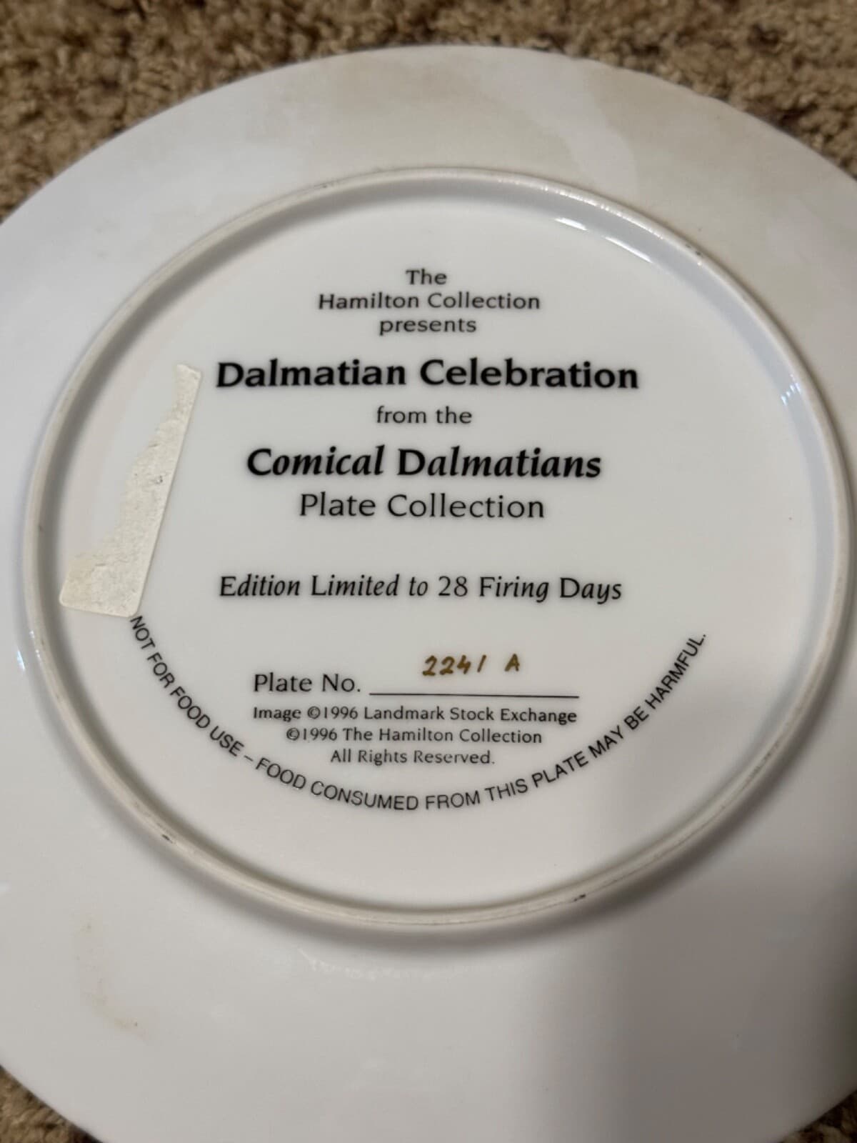 Hamilton Collection "Dalmatian Celebration" Plates 4 total With Hangers - Thumbnail 3
