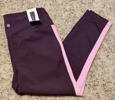 Tangerine Women's High Waist Active Rib Leggings Color:Port Size: Large
