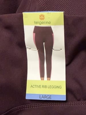 Tangerine Women's High Waist Active Rib Leggings Color:Port Size: Large - Thumbnail 5