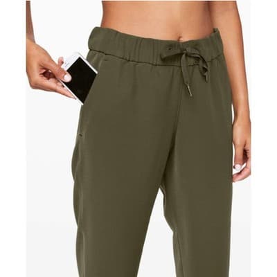 Lululemon On the Fly Crop *Woven 23" Dark Olive - Thumbnail 3