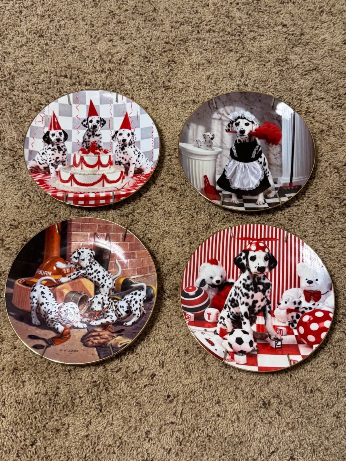 Hamilton Collection "Dalmatian Celebration" Plates 4 total With Hangers