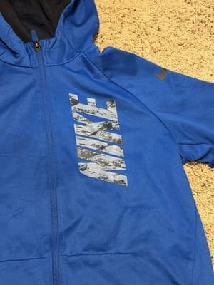 Nike Boy's Therma Full-Zip Hoodie Jacket Blue X-Large - Thumbnail 3