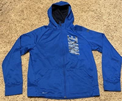 Nike Boy's Therma Full-Zip Hoodie Jacket Blue X-Large
