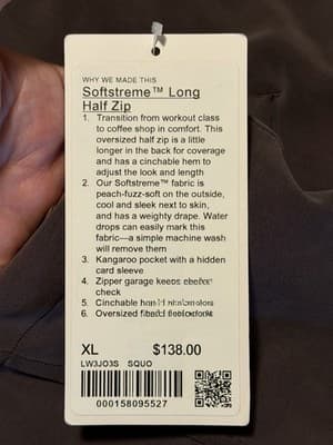 Lululemon Softstreme Long Half Zip Size: XL Color Sequoia Brown - Thumbnail 5