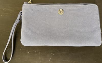 lululemon Curved Wristlet Bag With 2 Pockets & Cards Pockets Color: Blue EUC