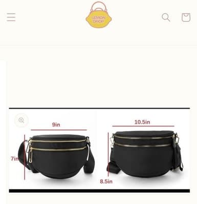 NWT The Lemon Drop Shop Crossbody Double Zipper Belt Bag BLACK/GOLD SOLD OUT - Thumbnail 5