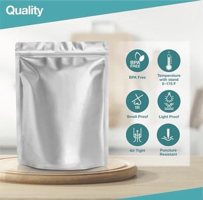 Mylar Bags 1 Gallon Stand Up Zip Bags, Resealable 10 Mil, Open Bag With 42 Bags - Thumbnail 4