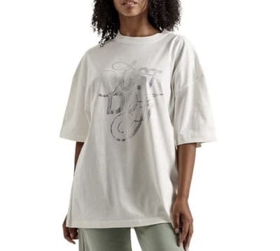 Nike Womens White Oversized Fit T-Shirt W/Rhinestone "Just Do It" Graphic XL - Thumbnail 2