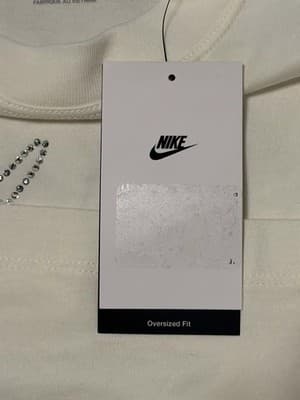 Nike Womens White Oversized Fit T-Shirt W/Rhinestone "Just Do It" Graphic XL - Thumbnail 7