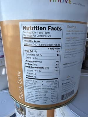 Thrive Life Grains Quick Oats #10 Can BB Is 2038 - Thumbnail 2