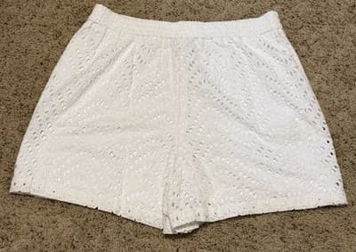 Simply Vera Vera Wang Women’s Eyelet Shorts Color: White Size: Large - Thumbnail 2