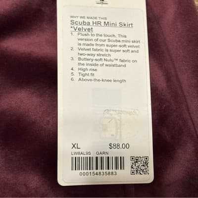 Lululemon Scuba HR Mini Skirt Velvet Woman's Size XL BNWT - Thumbnail 3