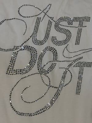 Nike Womens White Oversized Fit T-Shirt W/Rhinestone "Just Do It" Graphic XL - Thumbnail 5