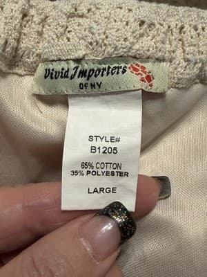 Vivid Importers of NY Crochet Shorts With Liner Color: Cream Size: Large - Thumbnail 4
