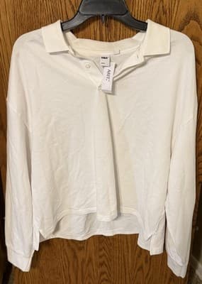 Artizia TNA Tourney Polo Longsleeve Size: Large Color: White NWT