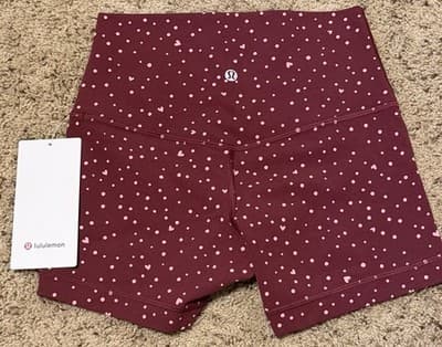 Lululemon Align No Line HR Short 6 4" Heart Scatter Dot Burgundy Bay Candy Cloud - Thumbnail 2