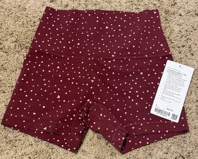 Lululemon Align No Line HR Short 6 4" Heart Scatter Dot Burgundy Bay Candy Cloud