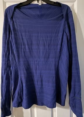 Lululemon Swiftly Tech Shirt Women's Black/Blue Long Sleeve Top Run Strech 12
