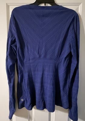 Lululemon Swiftly Tech Shirt Women's Black/Blue Long Sleeve Top Run Strech 12 - Thumbnail 2