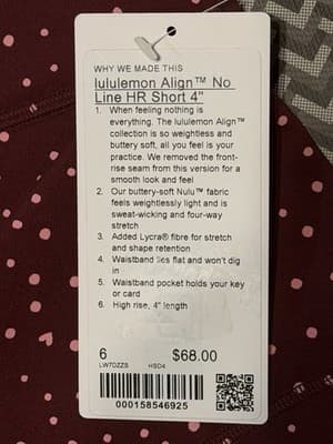 Lululemon Align No Line HR Short 6 4" Heart Scatter Dot Burgundy Bay Candy Cloud - Thumbnail 4