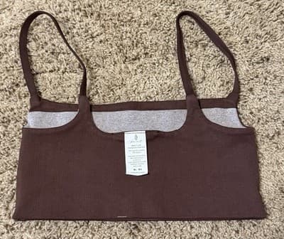 Free People Ribbed Seamless Bra Striped Size M/L Color: Choc Wash Or Hot Fudge. - Thumbnail 6