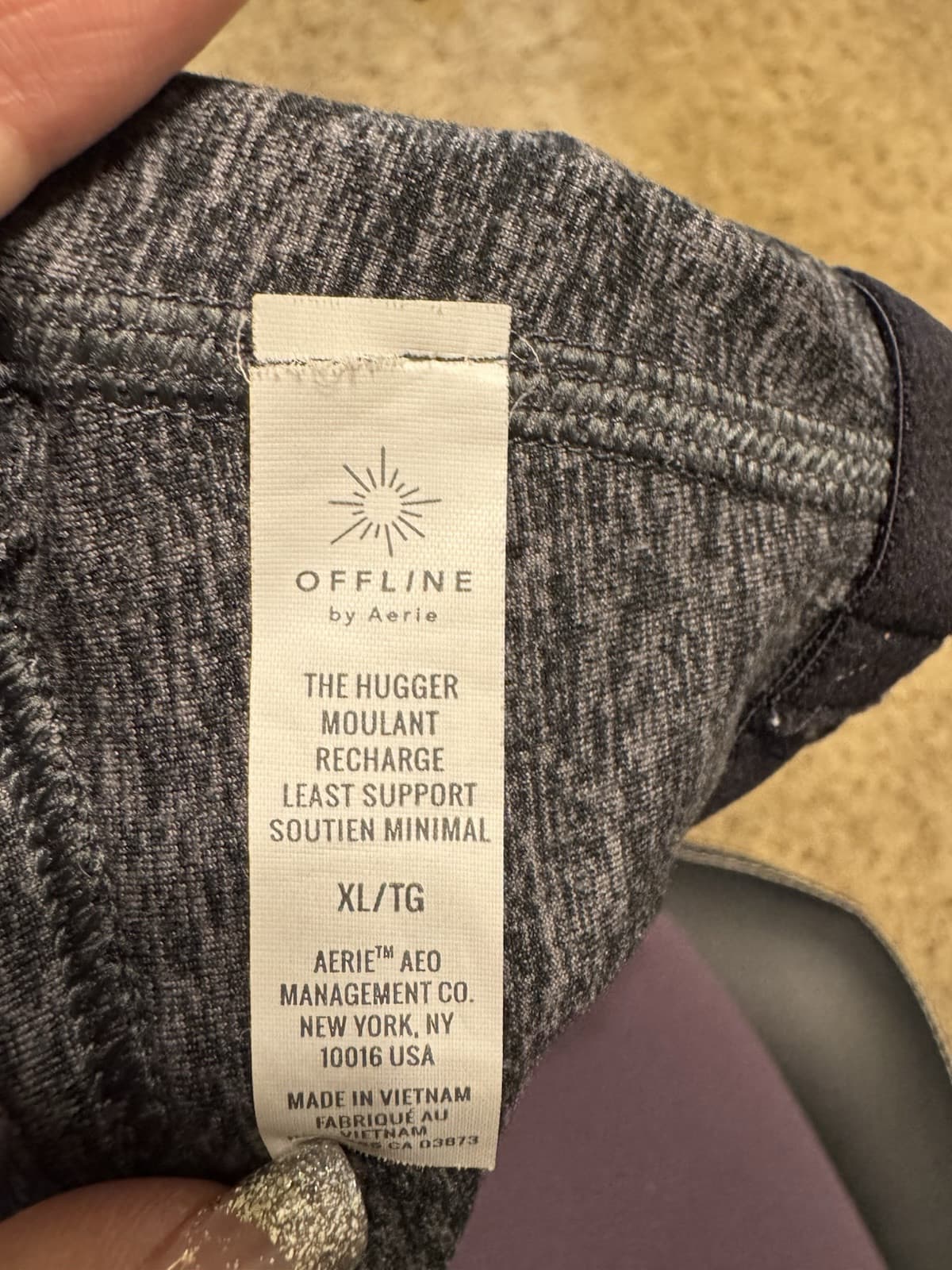 Offline by Aerie Sports Bra W/racerback Size XL Dark Grey Color - Thumbnail 4
