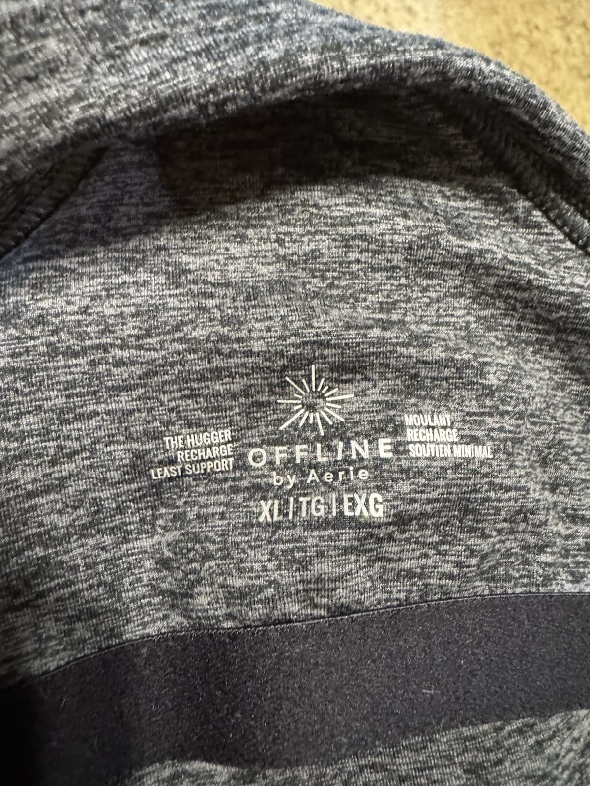 Offline by Aerie Sports Bra W/racerback Size XL Dark Grey Color - Thumbnail 3