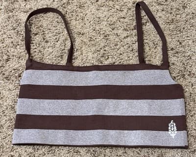 Free People Ribbed Seamless Bra Striped Size M/L Color: Choc Wash Or Hot Fudge.