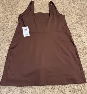 Girlfriend Collective Romper Dress With Shorts And Pockets Size XXXL Brown